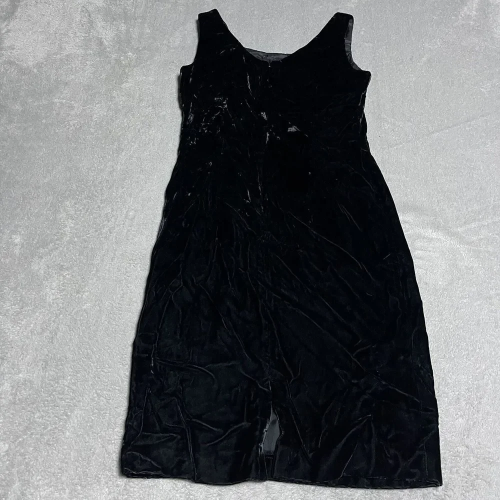 Vintage Black Velvet Evening Dress Womens 8 Sleeveless Grunge 80s‎ - Picture 7 of 7